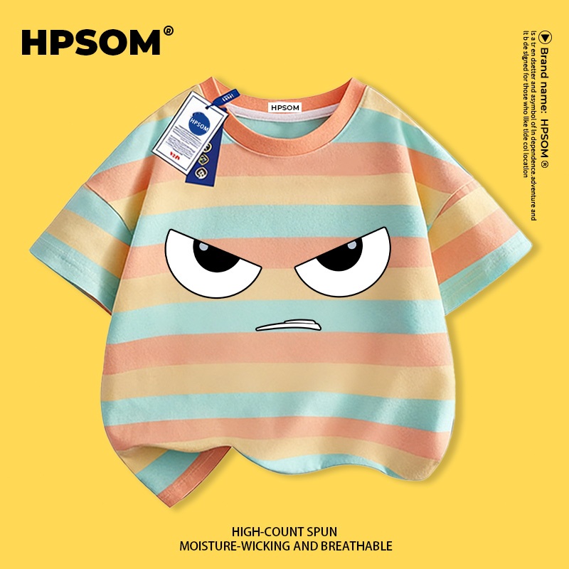 【จัดส่งภายในหนึ่งวันในกรุงเทพฯ】 เสื้อยืดแขนสั้นสำหรับเด็กสีน้ำเงินเข้ม ผ้าฝ้ายแท้ระบายอากาศดี ลายอิโมจิเท่ ๆ สุดเก๋ ไซส์ 3-16 ปี ทรงหลวมสบาย ใส่ลำลอง ราคา ถูกที่สุด ดีลบีเคเค แกลเลอรีภาพที่ 6