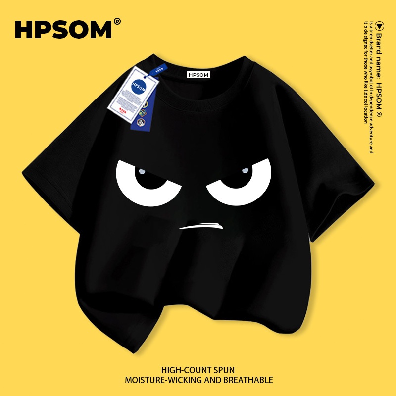 【จัดส่งภายในหนึ่งวันในกรุงเทพฯ】 เสื้อยืดแขนสั้นสำหรับเด็กสีน้ำเงินเข้ม ผ้าฝ้ายแท้ระบายอากาศดี ลายอิโมจิเท่ ๆ สุดเก๋ ไซส์ 3-16 ปี ทรงหลวมสบาย ใส่ลำลอง ราคา ถูกที่สุด ดีลบีเคเค แกลเลอรีภาพที่ 4