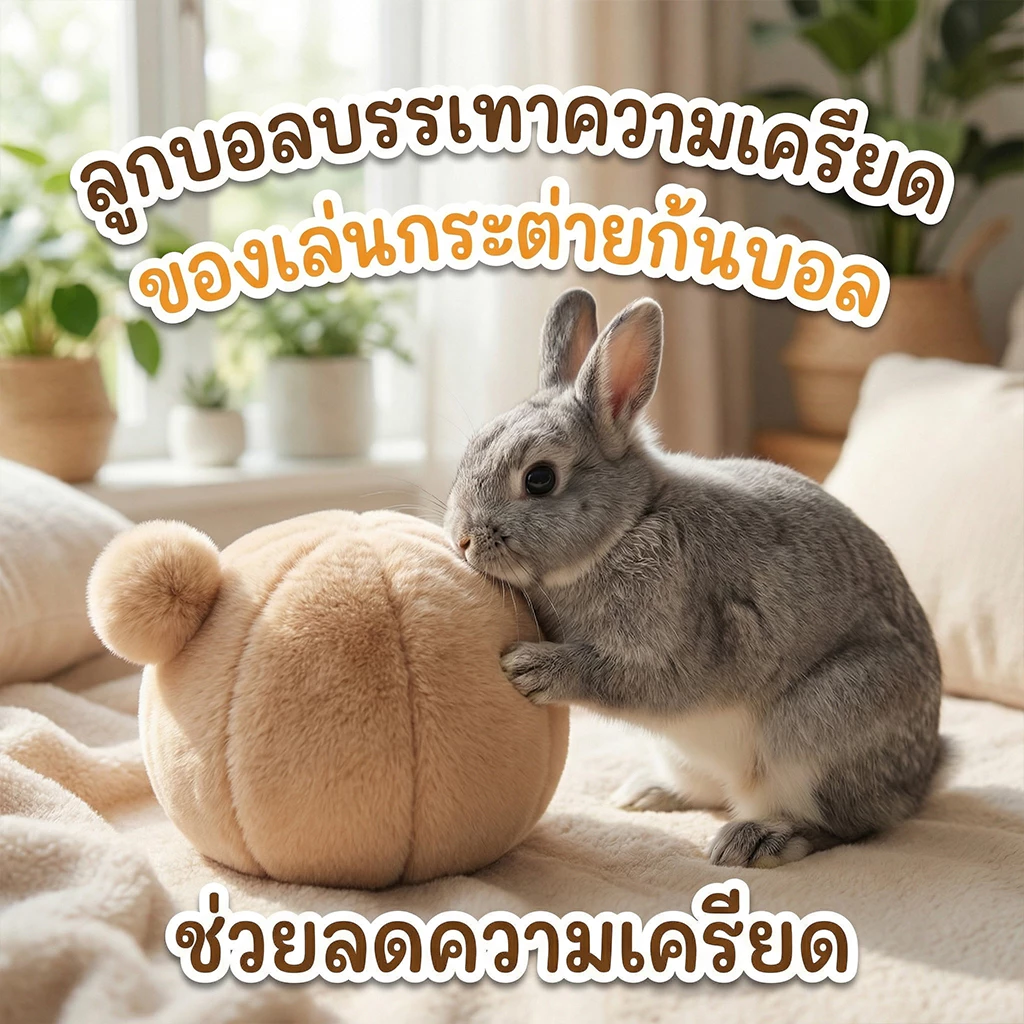 ของเล่นกระต่าย ลูกบอลระบายอารมณ์ - ลดพฤติกรรมก้าวร้าว ไม่กัดเฟอร์นิเจอร์ ของตกแต่งกรงน่ารัก ส่งฟรี