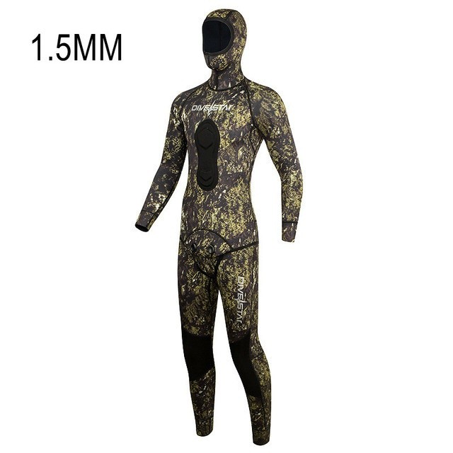 Divestar Men's 1.5MM Camo Wetsuit ชุดวีซูทเนโอพรีน 2 ชิ้น ใช้งานในการดำน้ำและล่าปลารองกายได้อย่างดี