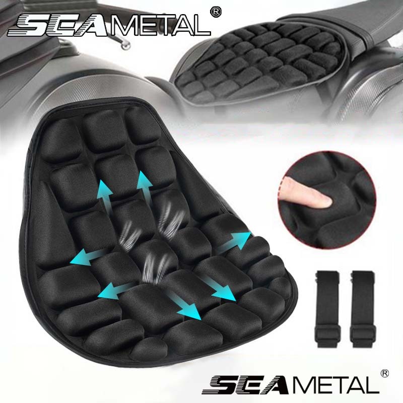 SEAMETAL เบาะรองนั่งมอเตอร์ไซค์ เบาะหนัง PU เบาะรองนั่งผ้าไลคร่า สบายและระบายอากาศ