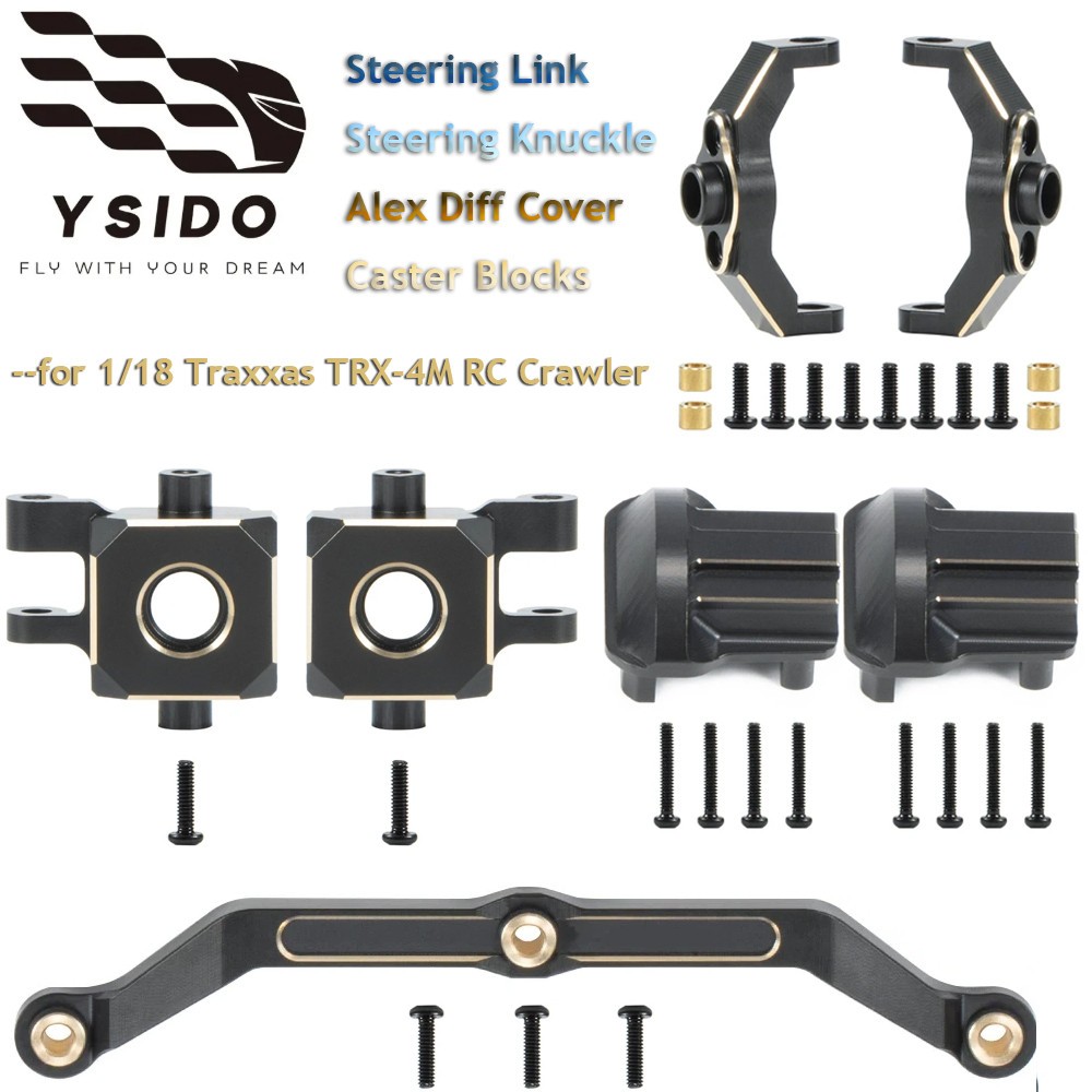 1/18 RC TRX4M Crawler อะไหล่พวงมาลัย Link Knuckle Alex Diff ฝาครอบล้อบล็อกทองเหลืองชุดสําหรับ Traxxa