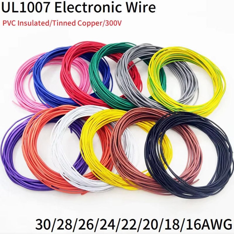 10 Metres สายไฟอิเล็กทรอนิกส์ 18/20/22/24/26 AWG PVC ฉนวน UL1007 หลอดไฟ LED สายทองแดงดีบุก