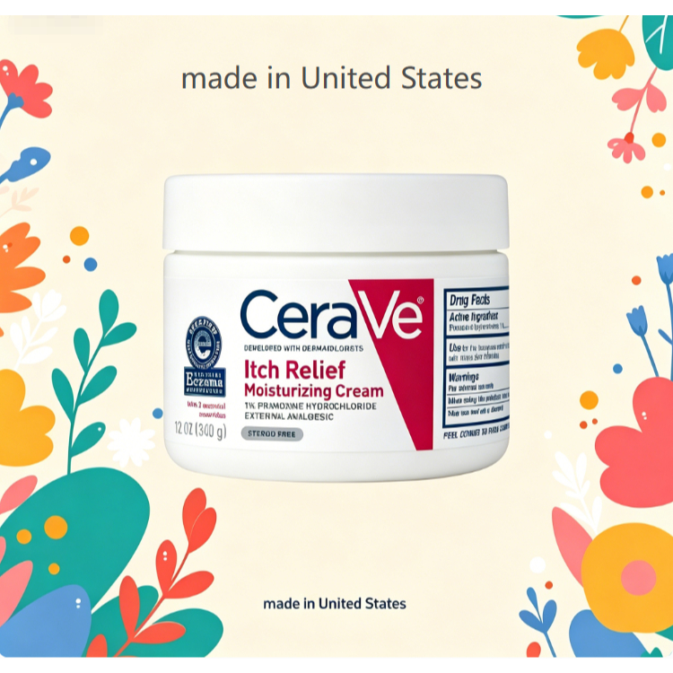 CeraVe Itch Relief Moisturizing Cream, Dry Skin Itch Relief Cream with Pramoxine Hydrochloride, Frag