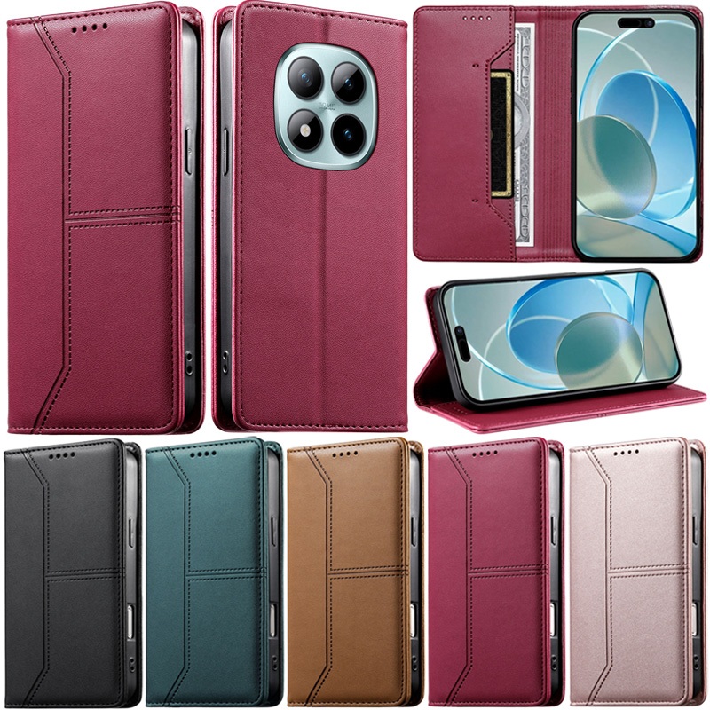 Deluxe สําหรับ Xiaomi Poco M8 Pro Redmi 15 A5 15C A4 14C 15 Pro 14 Pro Retro กระเป๋าสตางค์ช่องใส่การ์ดผิวหนัง Flip Stand ฝาครอบปลอก