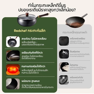 Redchef Black & Gold Series กระทะก้นกลมตีขึ้นรูปด้วยมือ เคลือบสารกันติด ปราศจาก PFAS, PTFE และ PFOA เหมาะสำหรับเตาทุกประเภท