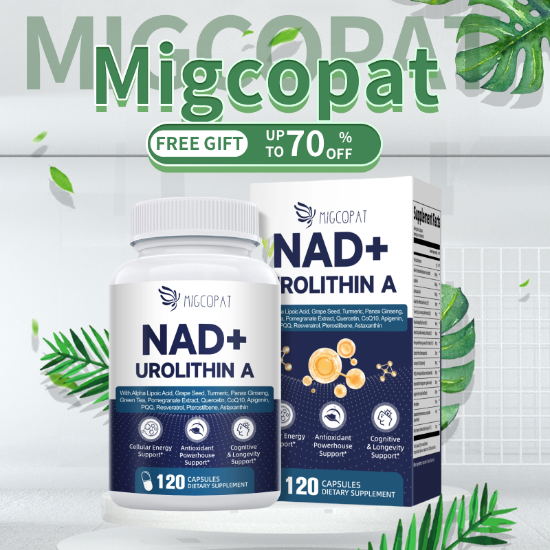 อาหารเสริม Migcotat NAD พร้อม 300 มก. Urolithin A, Resveratrol, PQQ, Alpha Lipoic Acid, Quercetin | NAD+ อาหารเสริมสําหรับต่อต้านริ้วรอย, พลังงาน, สารต้านอนุมูลอิสระ, Metabolism รองรับ