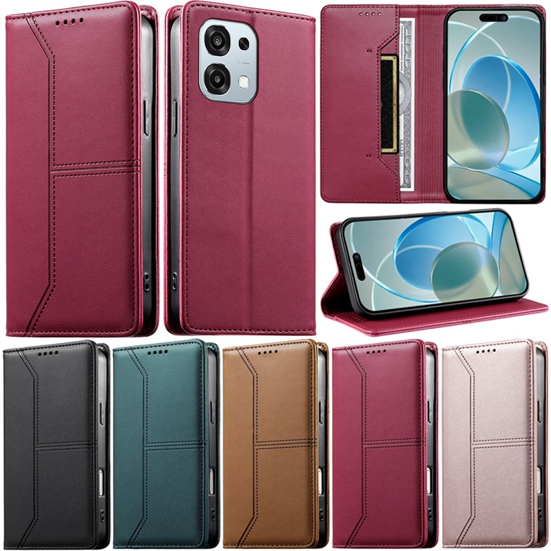 Deluxe สําหรับOppo A6 A6X A5 A5X A3 A3X A79 A18 A38 A3 Pro 5G Reno13F Reno12F Reno13 Pro Reno11F Reno10 Pro 5G Retroกระเป๋าสตางค์หนังช่องใส่การ์ดปลอกหนังพลิกผิว