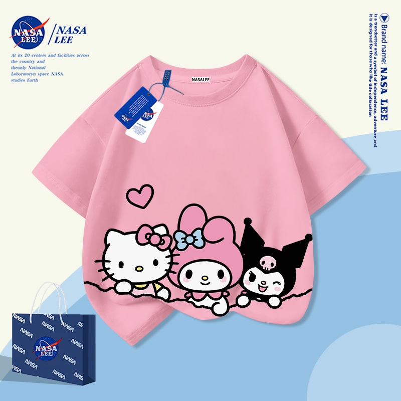 【จัดส่งภายใน 48 ชั่วโมง】 เสื้อแขนสั้นผ้าคอตตอนสำหรับเด็กหญิงอายุ 3-16 ปี รุ่นใหม่ฤดูร้อน 2026 ลาย IP