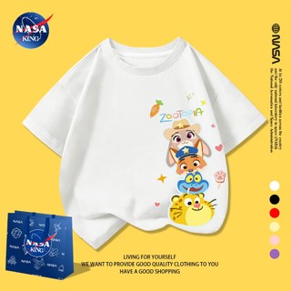 เสื้อยืดเด็ก NASA ลายการ์ตูน Zootopia ผ้าฝ้ายอ่อนนุ่ม เหมาะเด็กผู้ชายผู้หญิง อายุ 1-12 ปี