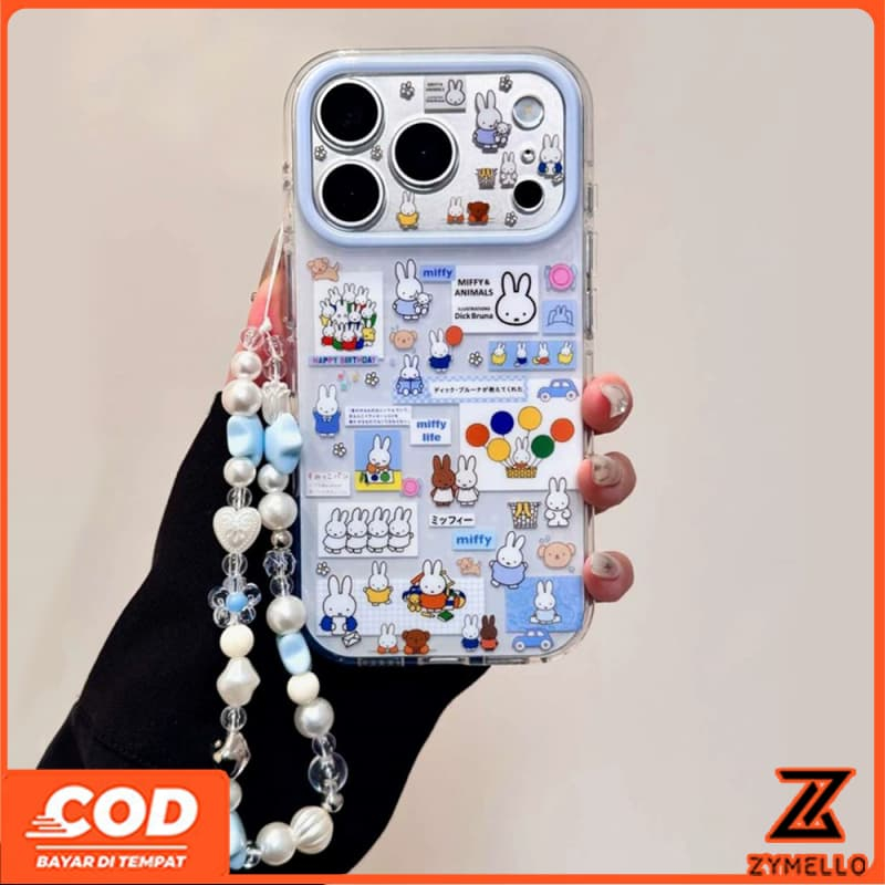 เหมาะสําหรับ OPPO Reno15F Reno15 PRO Reno14F Reno 13F Reno12 F Reno 11F Reno10 Reno8Z Reno7Z Reno8T Reno5 Reno4 Reno6z น่ารักสีฟ้าเนื้อ Miffy กระต่ายกันกระแทกเคสโทรศัพท์TPU