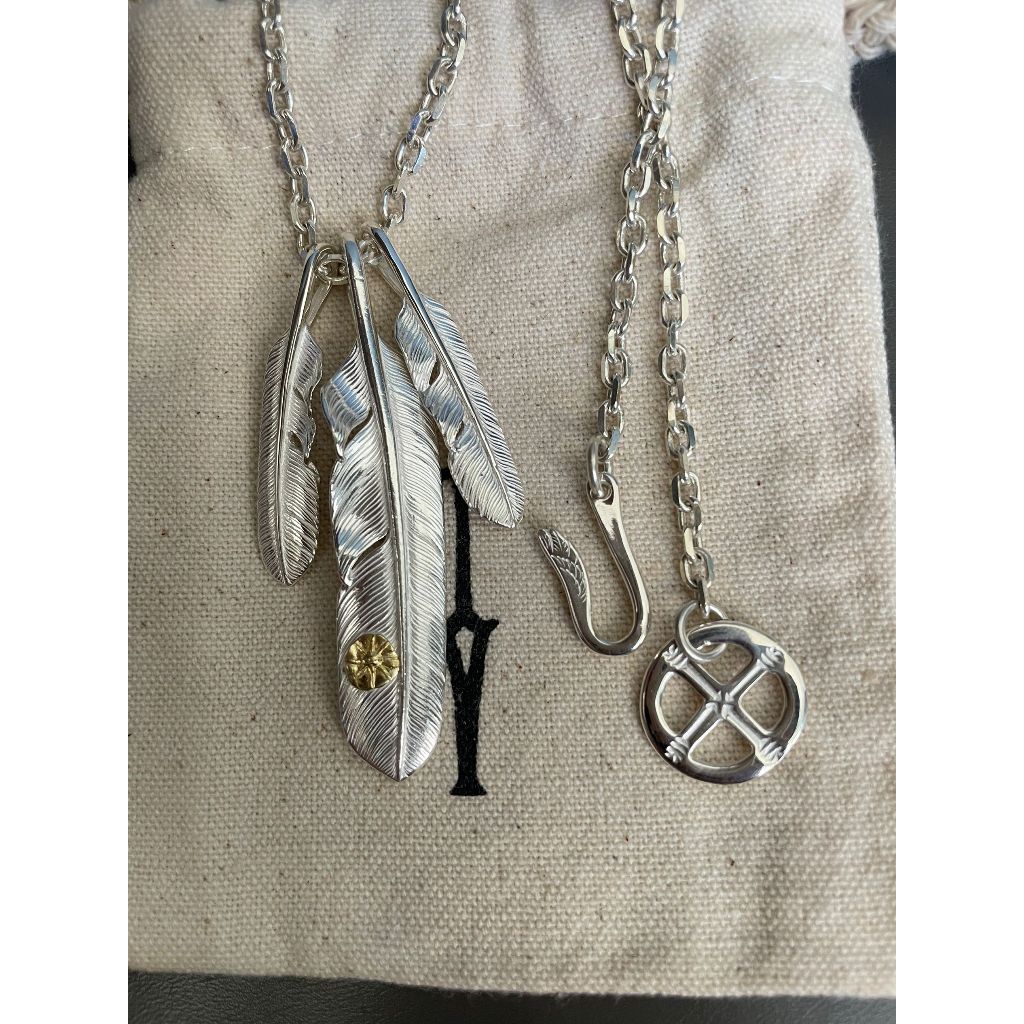 Takahashi Goros Golden Sun Feather Plain Wheel Fine Angle Necklace Plain Feather (Medicueval) s950 S