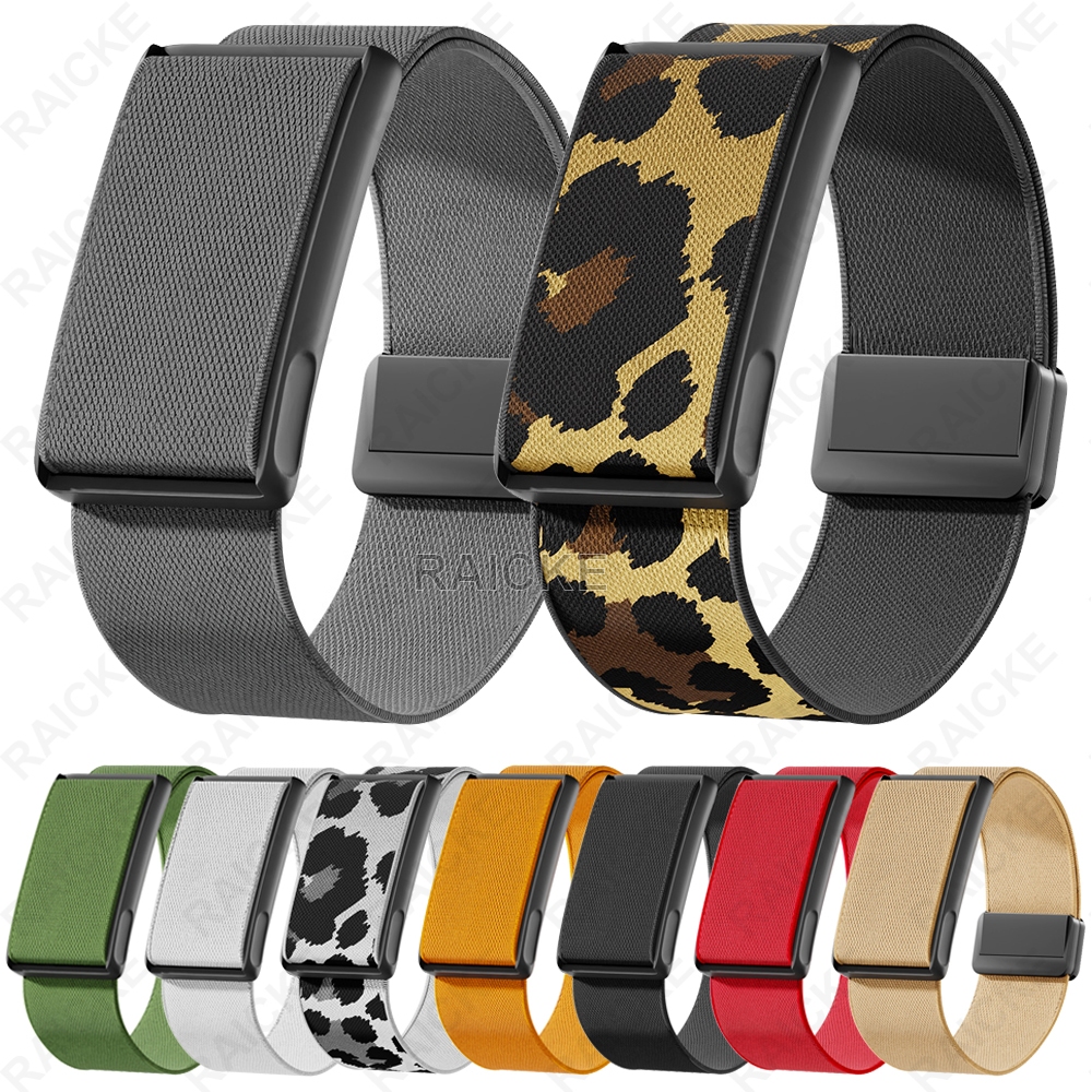 สร้อยข้อมือเปลี่ยนสายทอไนลอนอ่อนด้วยสายรัดข้อมือโครงโลหะสำหรับ Amazfit Helio Strap