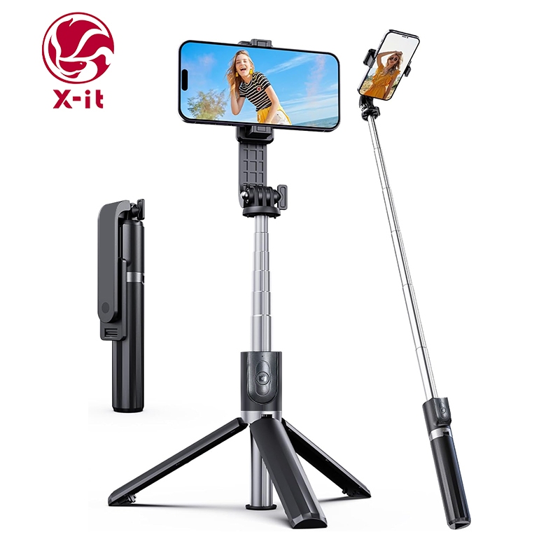 X-IT ไม้เซลฟี่ ขาตั้งกล้องเซลฟี่แบบยืดได้พร้อมรีโมทไร้สายและขาตั้งขาตั้งกล้องแบบพกพาน้ําหนักเบาเข้ากันได้กับ iPhone 15 14 13 12 Pro Xs Max X 8Plus, Samsung Smart