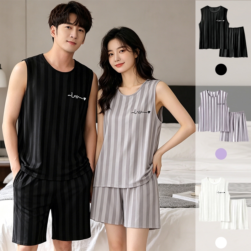 ชุดนอน มีไซส์ L-2XL ผลิตจากผ้าเนื้อเบาและระบายอากาศได้ดี สวมใส่สบาย ประกอบด้วยเสื้อกล้ามและกางเกงขาสั้น