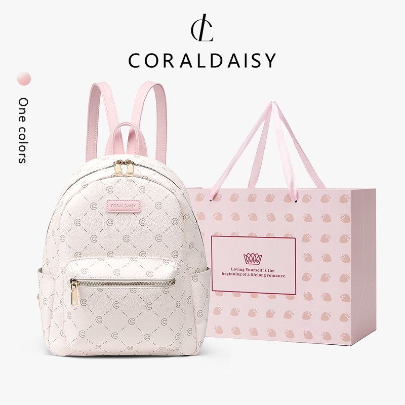 CORALDAISY รุ่นใหม่ปี 2026 กระเป๋าเป้เดินทางสุดน่ารัก กระเป๋านักเรียนสตรีแบบมีซิปคู่ ความจุขนาดใหญ่