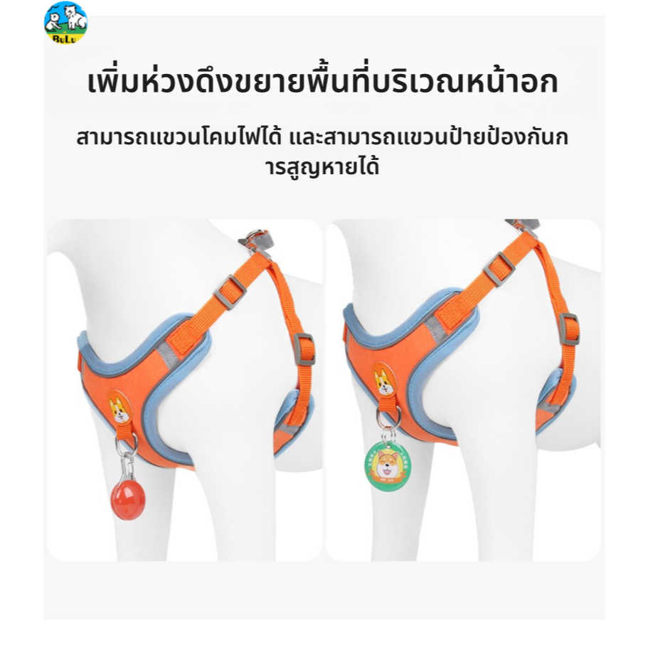 ชุดปลอกอกสุนัขสะท้อนแสง พร้อมสายจูง ปรับได้ ห่วง D คู่ ลดกระแทก ระบายอากาศ สำหรับสุนัขขนาดเล็กและกลาง พร้อมส่ง ราคา ถูกที่สุด ดีลบีเคเค แกลเลอรีภาพที่ 7