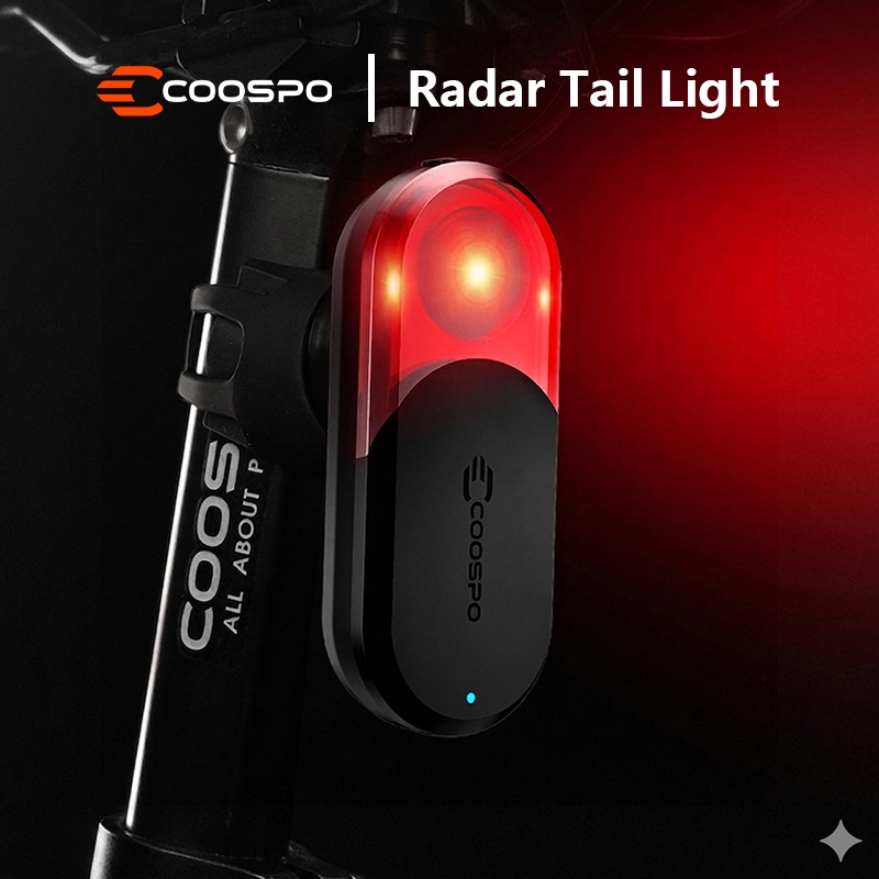 ไฟท้ายเรดาร์จักรยาน COOSPO แจ้งเตือนรถ 140 เมตร 7 โหมดไฟ แบตเตอรี่ 40 ชม. ชาร์จ USB-C