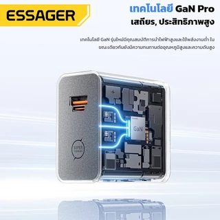 ESSAGER 65W GaN Charger PD3.0 QC4.0 PPS Multi Protocol Fast CHARGING เอาต์พุตอิสระป้องกันความปลอดภัยแบบพกพาพลังงานสูงชาร์จ