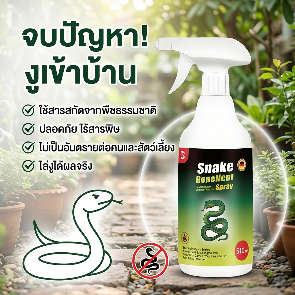 มีสเปรย์นี้ งูไม่กล้าเข้าบ้าน! SG สเปรย์ไล่งู ยาไล่งู ป้องกันงูเข้าบ้าน ปกป้องยาวนาน 510ml
