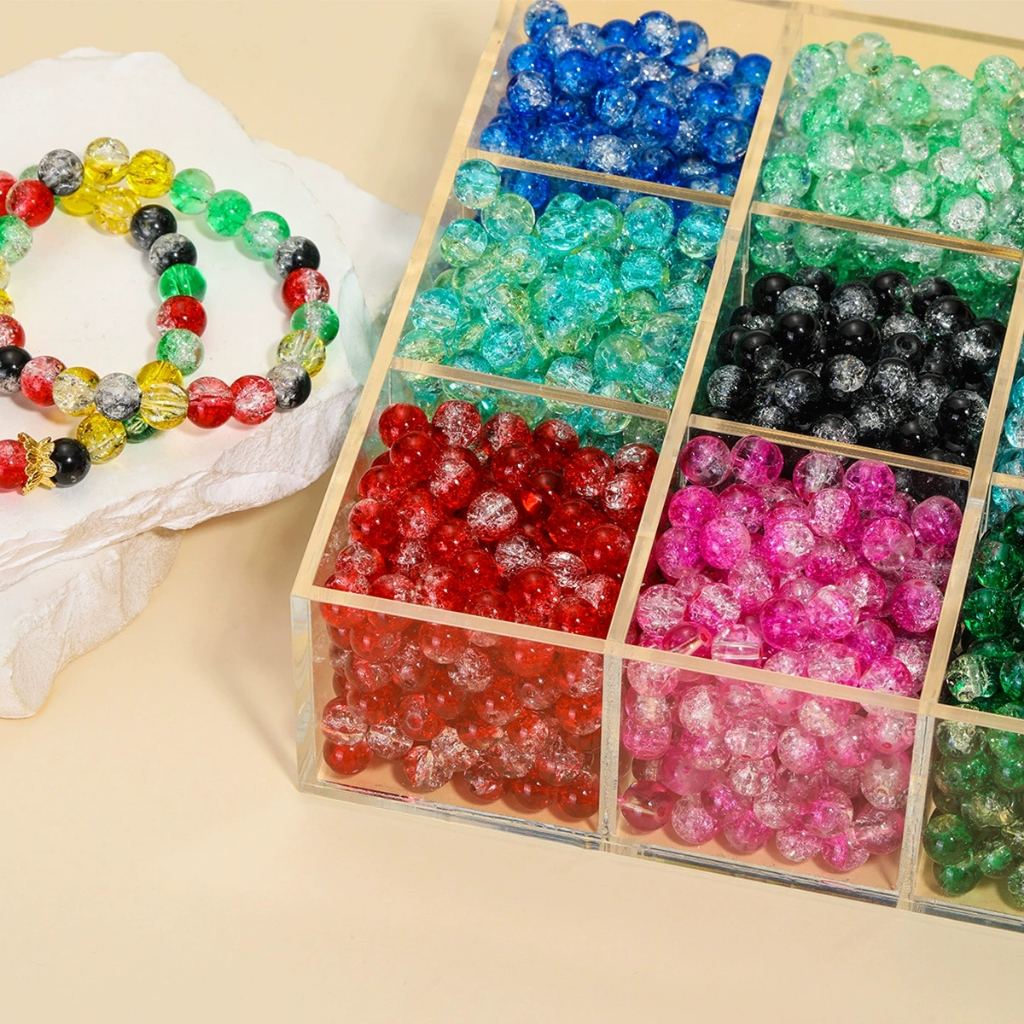 50ชิ้น8มิลลิเมตรแก้ว แตก ลูกปัด ทําเอง สร้อยข้อมือลูกปัดสร้อยคออุปกรณ์เสริมแก้วลูกปัดหลวม
