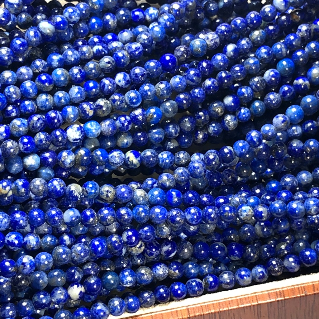 3.5 มม.ธรรมชาติ Lapis Lazuli DIY ลูกปัดกึ่งสําเร็จรูป Handmade Lapis