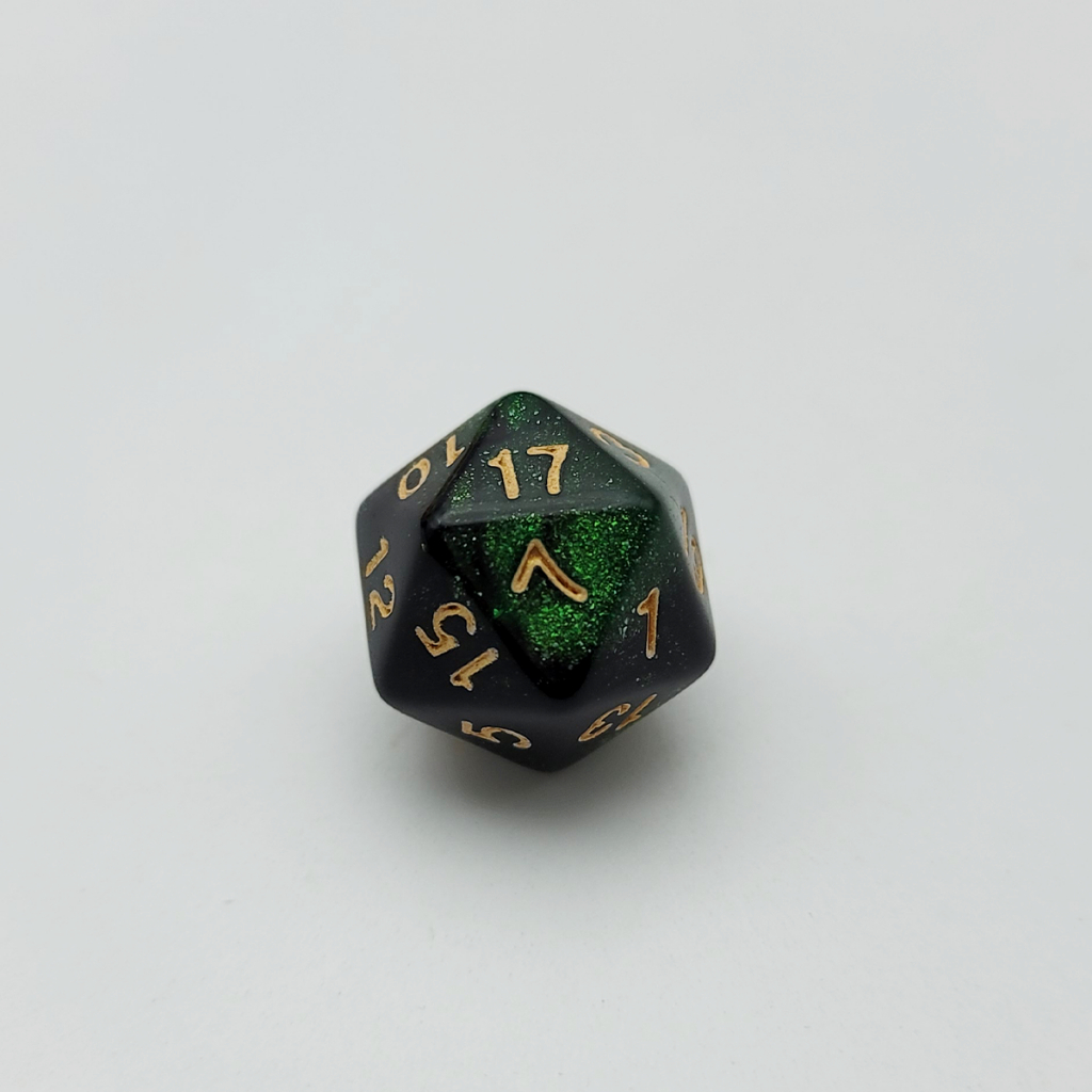 One d20 Dice สีเขียว 20 ด้าน ใช้สําหรับเกมกระดาน