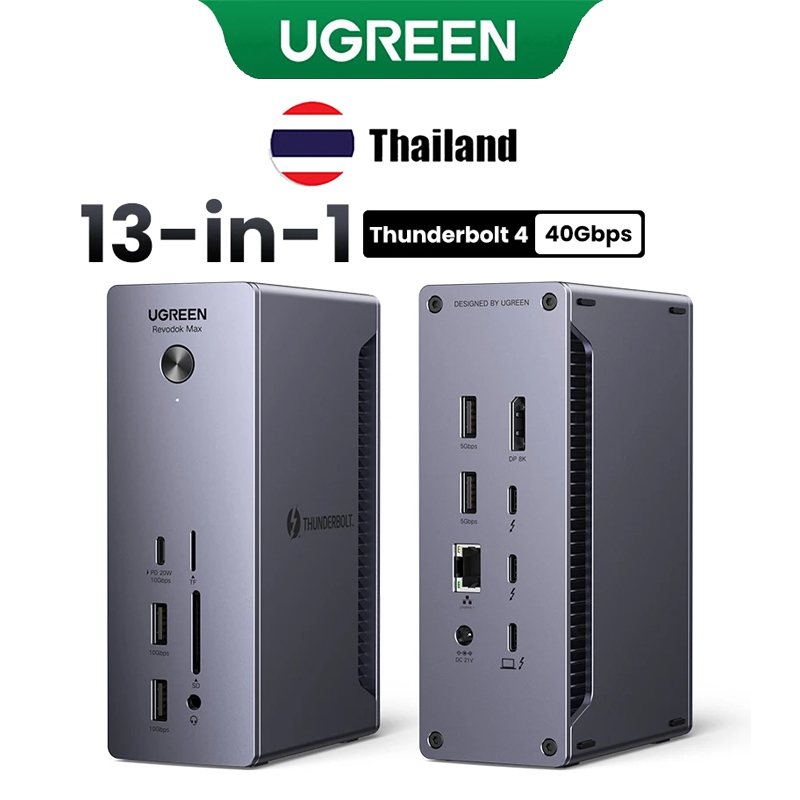 UGREEN Revodk 13-in-1 Thunderbolt 4 Dock 40Gbps Dual Support 4K@60Hz หรือ 8K, 90W Hub Charger