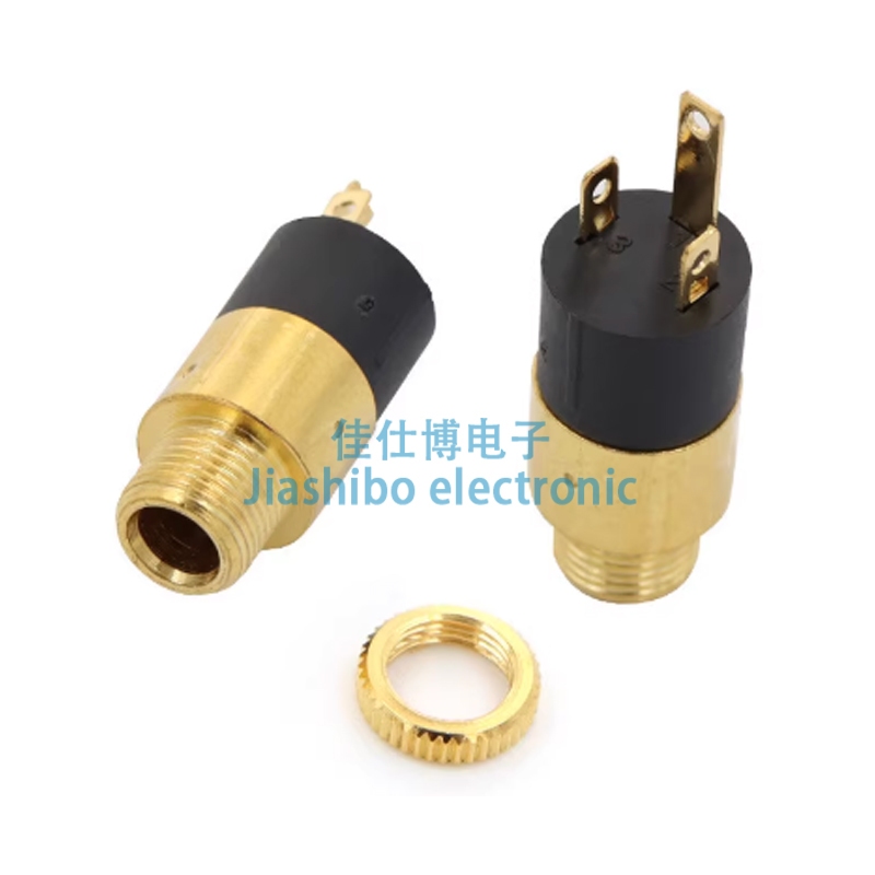 PJ-392 ซ็อกเก็ตหูฟัง 3.5 มม.ซ็อกเก็ตสเตอริโอ Dual Channel 3 Pin แนวตั้งนิกเกิล-Plated Gold-Plated PJ
