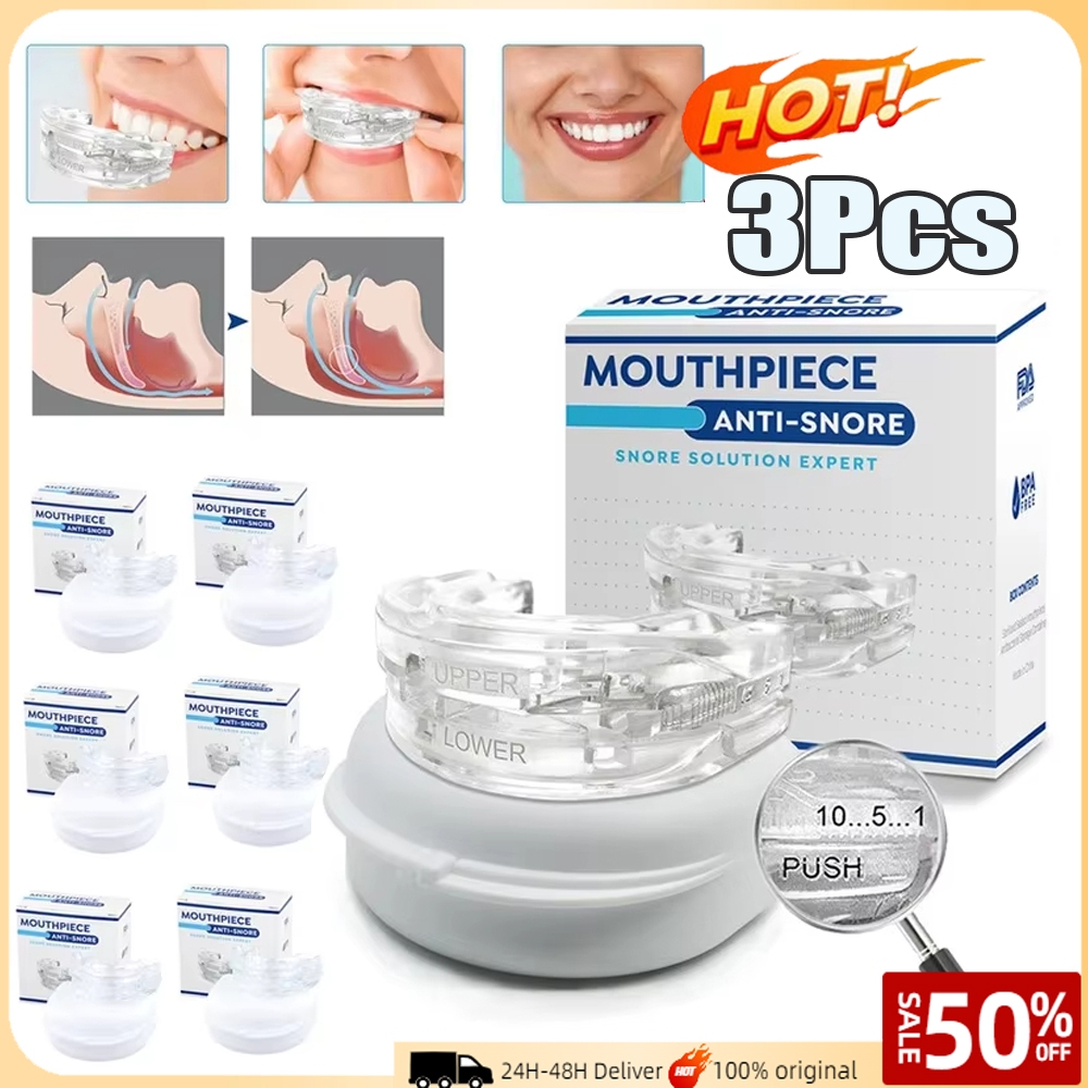 3 ชิ้น Anti Snoring Mouth Guard– ปรับ Bruxism GUARD สําหรับฟันบด & Sleep Apnea, พร้อมกล่องเก็บ