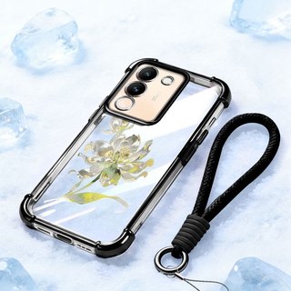VRQR สําหรับ Vivo Y21d Y31 Y04 Y29S Y29 Y200 4G 5G Y19S Y100 (IDN) Narcissus ดอกไม้โปร่งใสกันกระแทกเคสโทรศัพท์พร้อมเชือกเส้นเล็ก