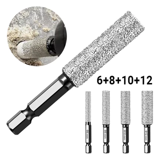 Hex Shank Dry Diamond Drill Bits Set, 6/8/10/12 มม.สําหรับพอร์ซเลน, เซรามิคและหินแกรนิต 4 ชิ้น