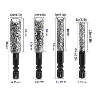 Hex Shank Dry Diamond Drill Bits Set, 6/8/10/12 มม.สําหรับพอร์ซเลน, เซรามิคและหินแกรนิต 4 ชิ้น