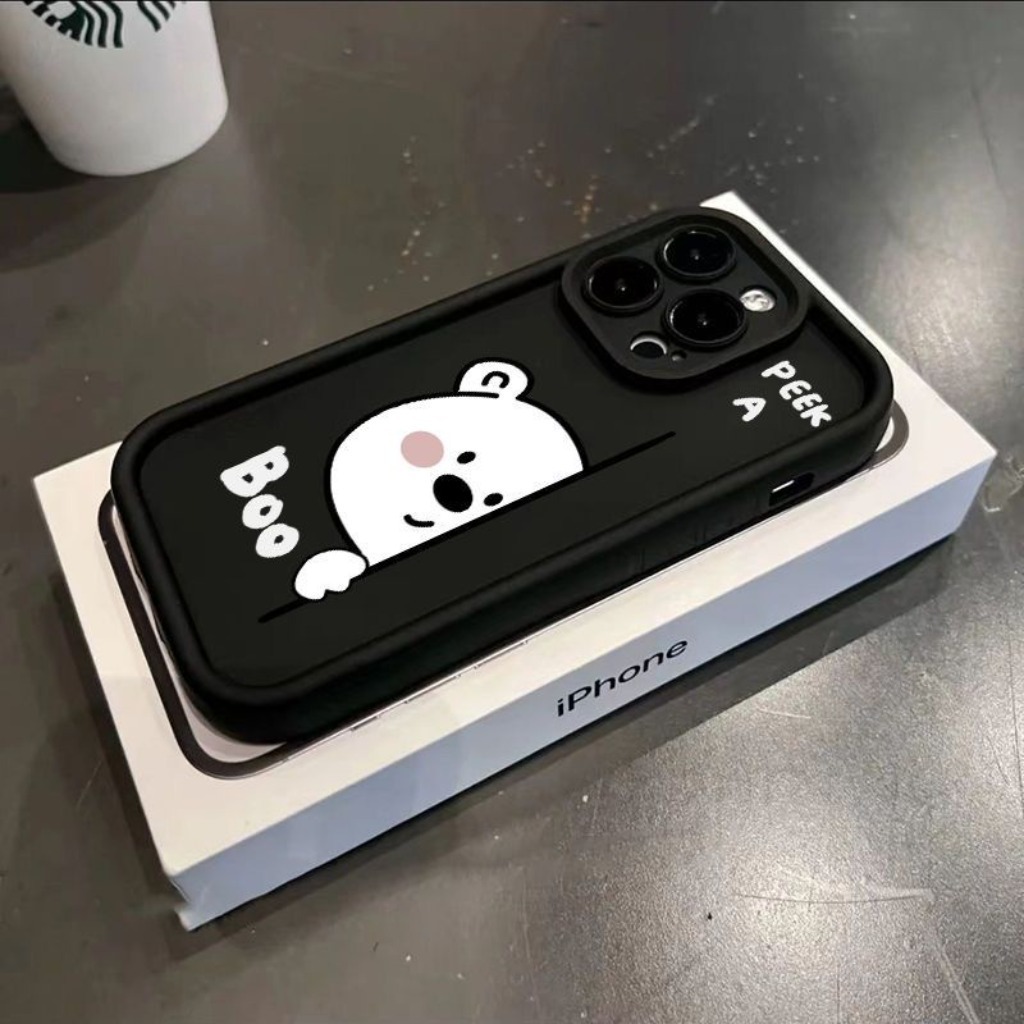 Peeping Bearเคสโทรศัพท์สําหรับiPhone 11 Pro Max 15 12 Mini 14 13 Pro 15 Plus XS Max XR 8 7 SE 2020 6S Plusความนิยมแฟชั่นสกปรกฝุ่นเคสทนเหงื่อ