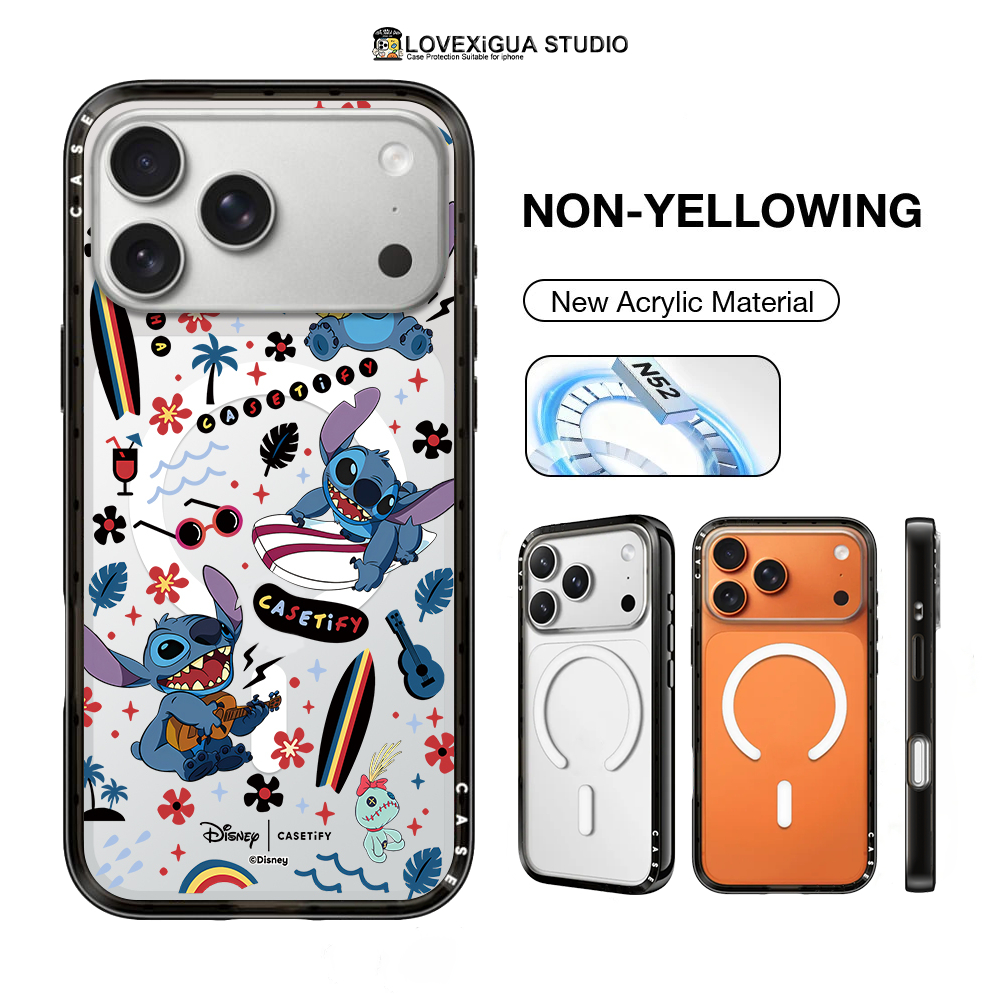 น่ารัก Blue Monster friends อะคริลิคแม่เหล็กเคสโทรศัพท์สําหรับ iPhone 17Pro Max 17 กรณี 16 15 14 13 Pro Max 16 15 14 Plus ปลอกลื่นกันกระแทก