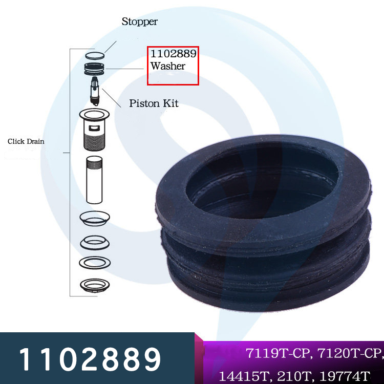 เครื่องซักผ้าตัวหยุดท่อระบายน้ํา Kohler คลิก 1102891,แหวนยางซีล 1102889,ชุดลูกสูบทองแดง 1102892, K-7