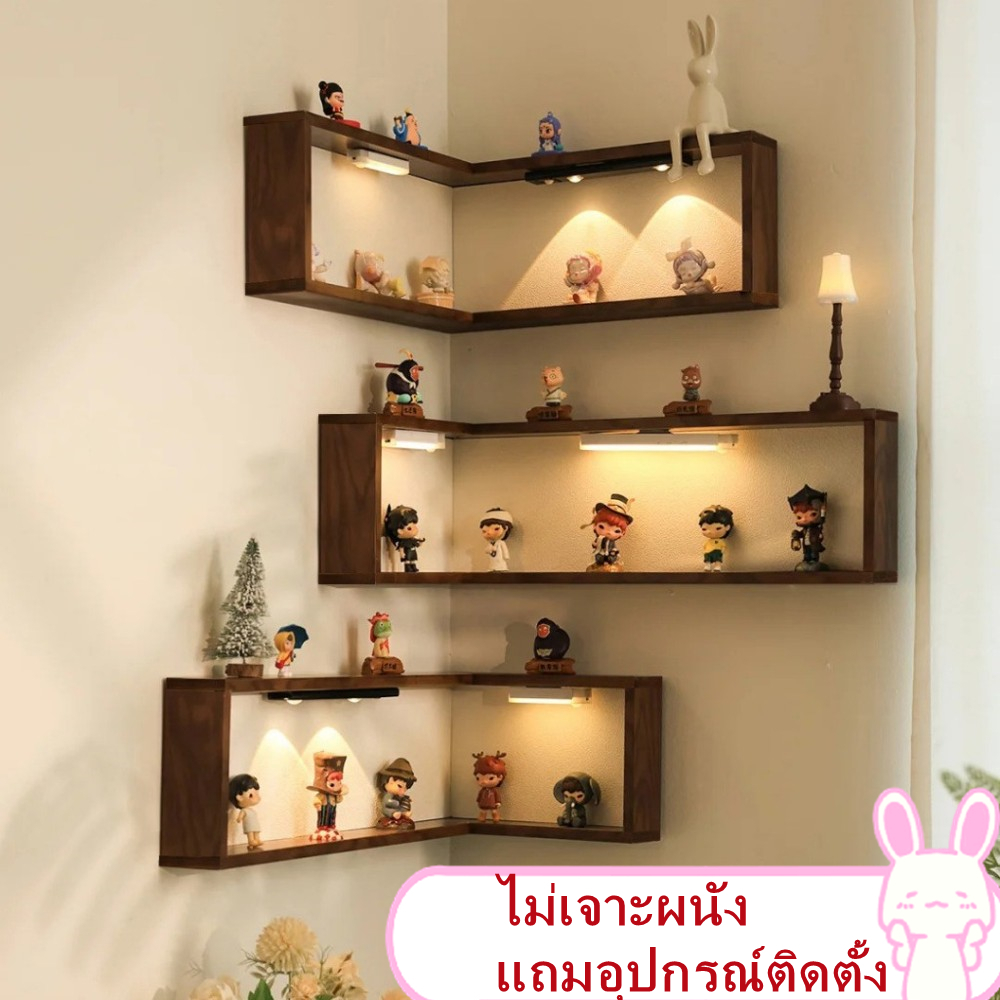 มุมผนังชั้นเก็บติดผนังทํามือชั้นวางจอแสดงผลหลายชั้นในครัวเรือนไม้เนื้อแข็งผนังมุมชั้นเก็บ