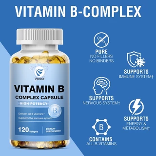 อาหารเสริมวิตามิน B-Complex (B12 B1 B2 B3 B5 B6 B9 Folic Acid &Biotin) เพื่อปรับปรุงระบบภูมิคุ้มกัน