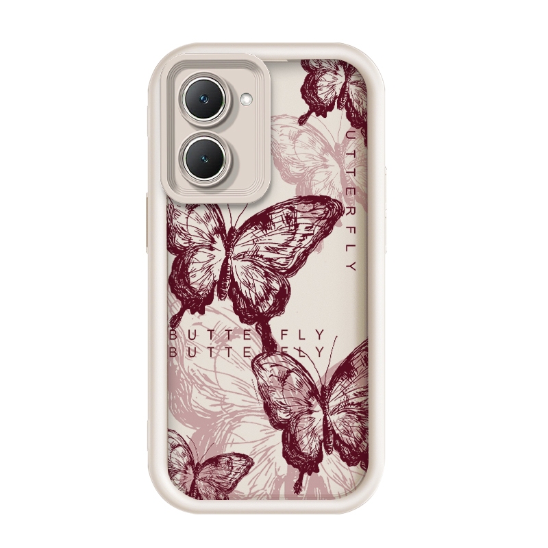 สําหรับ Vivo Y03/Vivo T3 Lite/Vivo Y03t,Retro Brown Elegant Butterfly Soft เคสโทรศัพท์กันกระแทก