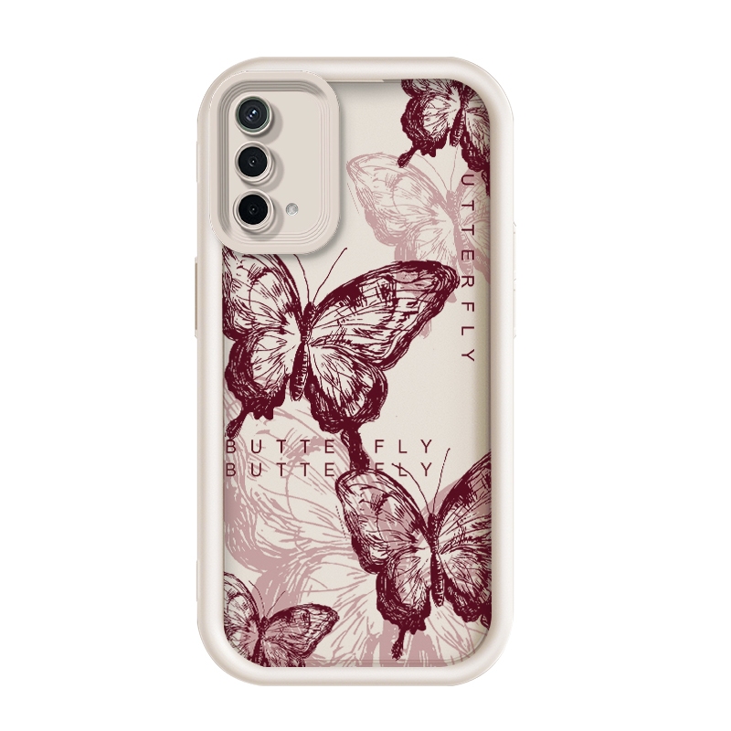 สําหรับOppo A93 5G/Oppo A93s 5G/Oppo A74 5G,Retroสีน้ําตาลผีเสื้อนุ่มกันกระแทกเคสโทรศัพท์