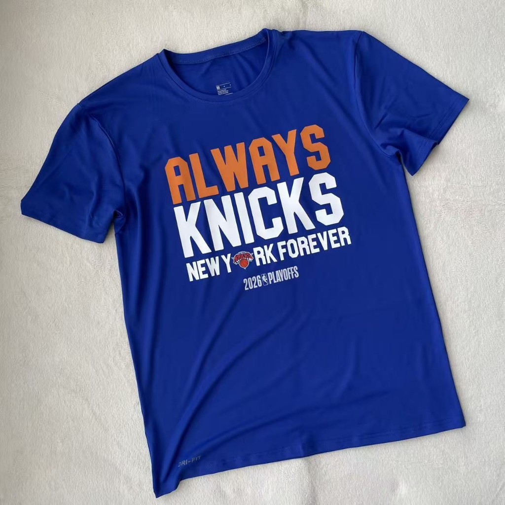 NBA New York Knicks 2026 Playoff Theme เสื้อยืด, เสื้อฝึกยิงบาสเก็ตบอลแบบแห้งเร็วสไตล์อเมริกัน, เสื้อแขนสั้น Brunson