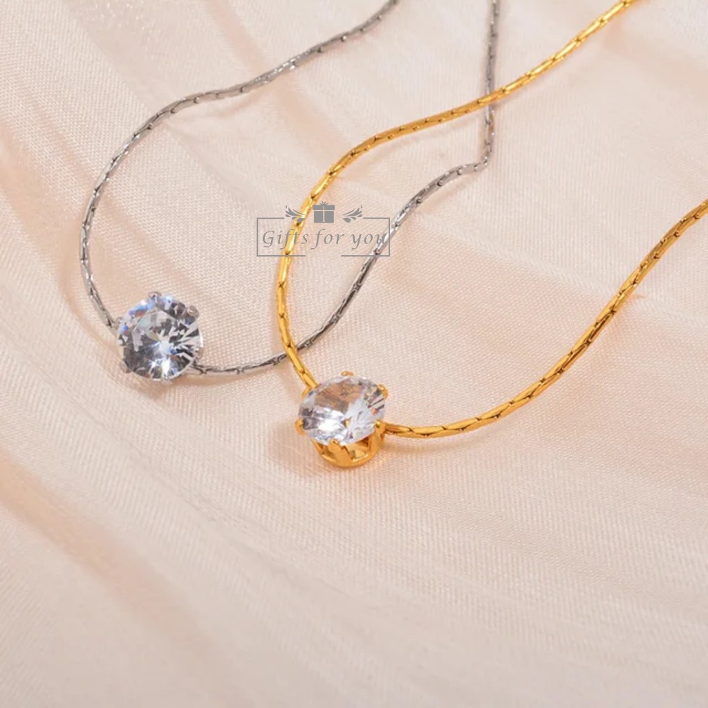 G4U❤N13 Dainty Zircon Charm สร้อยคอสแตนเลสเคลือบทอง | เรียบง่าย ทุกวัน ความสง่างาม