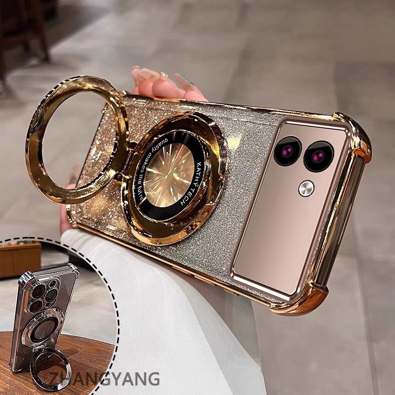 สําหรับ Tecno spark Go 3 POP 20 สี่มุม anti drop electroplated เคสโทรศัพท์ความงาม glitter กระดาษออกแบบใหม่วงเล็บโทรศัพท์ TPU soft case