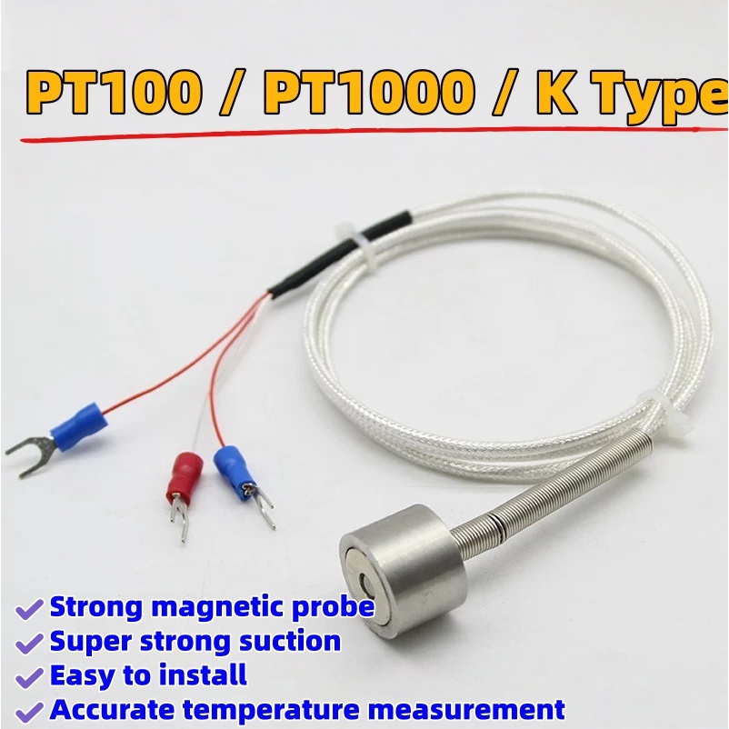 PT100 เซ็นเซอร์อุณหภูมิแม่เหล็ก -PT100 / PT1000 / K ประเภทฐานแม่เหล็ก RTD Probe Pt1000 เทอร์โมคัปเปิ