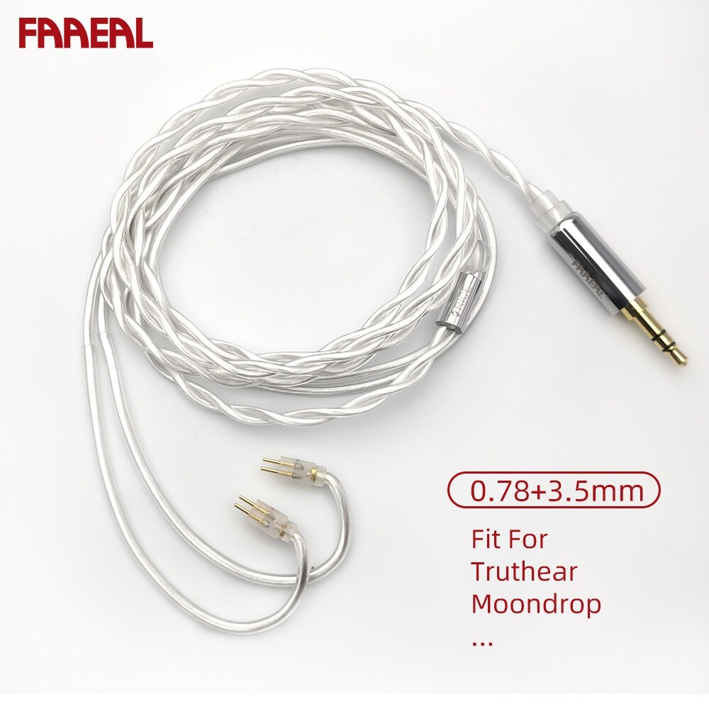 Faaeal สายเคเบิลอัพเกรดหูฟัง Litz 5N OCC สายทองแดงคริสตัล ชุบเงิน 2Pin QDC 3.5 4.4 มม. สําหรับหูฟัง KZ Moondrop Truther