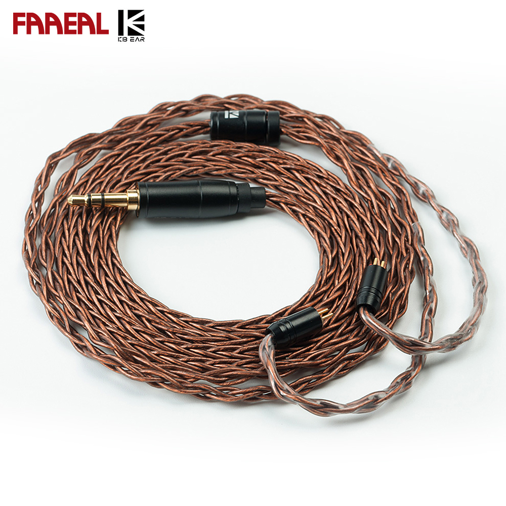 Faaeal KBEAR สายเคเบิลหูฟังอินเอียร์ 5N 8 เส้น พร้อมตัวเชื่อมต่อ 2Pin MMCX QDC TFZ สีน้ําตาล สําหรับ
