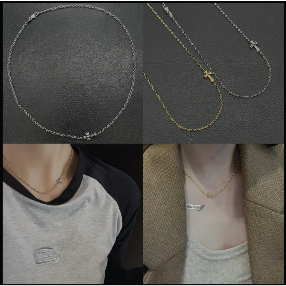 เงิน 925 ชุบ 22K Gold Cross Collarbone สร้อยคอสั้น, Retro Punk Rock อุปกรณ์เสริม, Street Hip-Hop เครื่องประดับ, Party ของขวัญ CX111