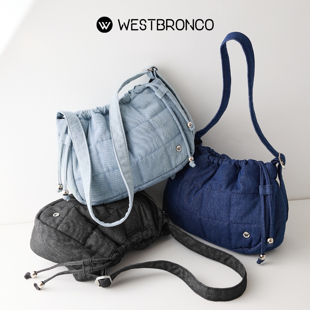 【New Arrival】Westbronco Denim Series dumpling (เกี๊ยว)  กระเป๋าสะพายไหล่สำหรับผู้หญิง ผ้าเดนิม สายสะพายปรับได้ ดีไซน์ทันสมัย