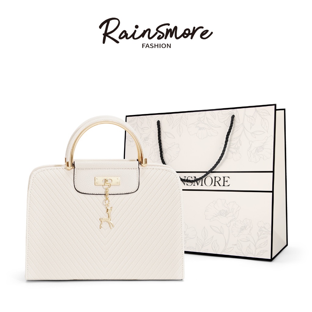 RAINSMORE กระเป๋าถือแฟชั่นเกาหลี ใส่ได้ทั้งไปทำงานและไปเที่ยว ทำจากหนังเทียมคุณภาพสูง พร้อมจี้ตกแต่งรูปกวาง