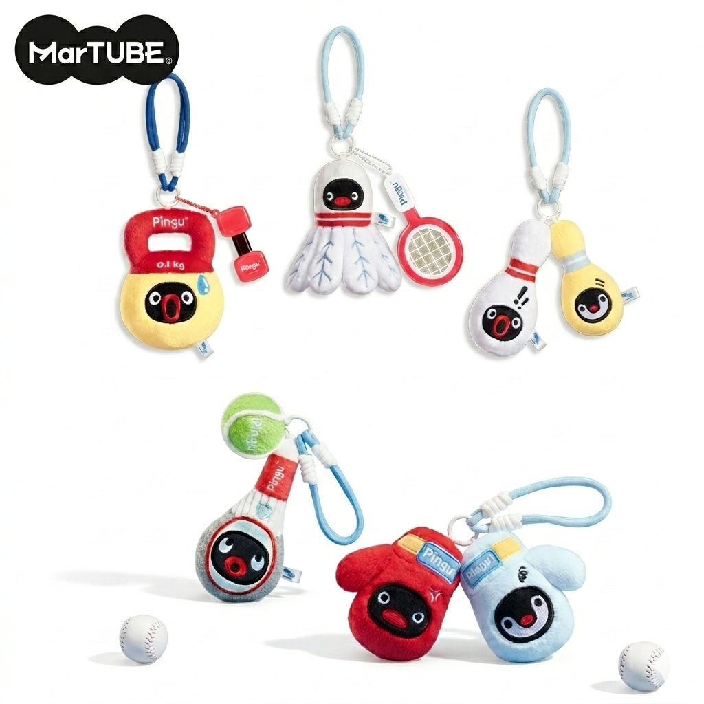 MarTUBE Pingu Plush Keychain Sports Series Pendant จี้ตุ๊กตาผ้ากำมะหยี่